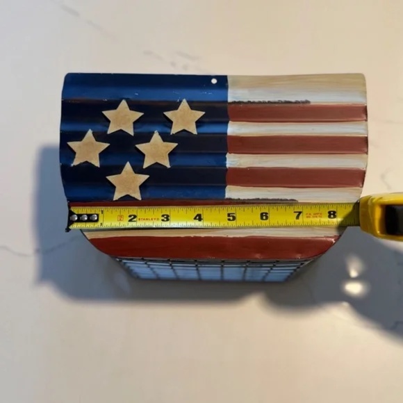 Russ Berrie | Vintage Handpainted USA America Patriotic Flag Metal Basket 🇺🇸 - Picture 8 of 9
